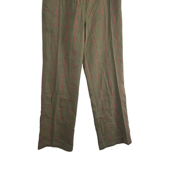 J. Peterman Cottage Core Pants 10 Womens Green Red Striped Preppy 100% Cotton - Picture 4 of 8